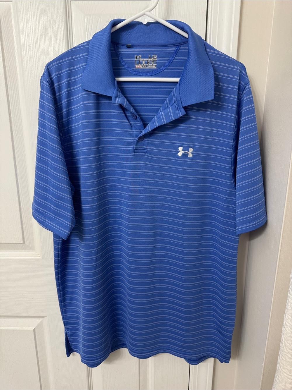Under Armour Men’s Royal Blue Striped Golf Polo